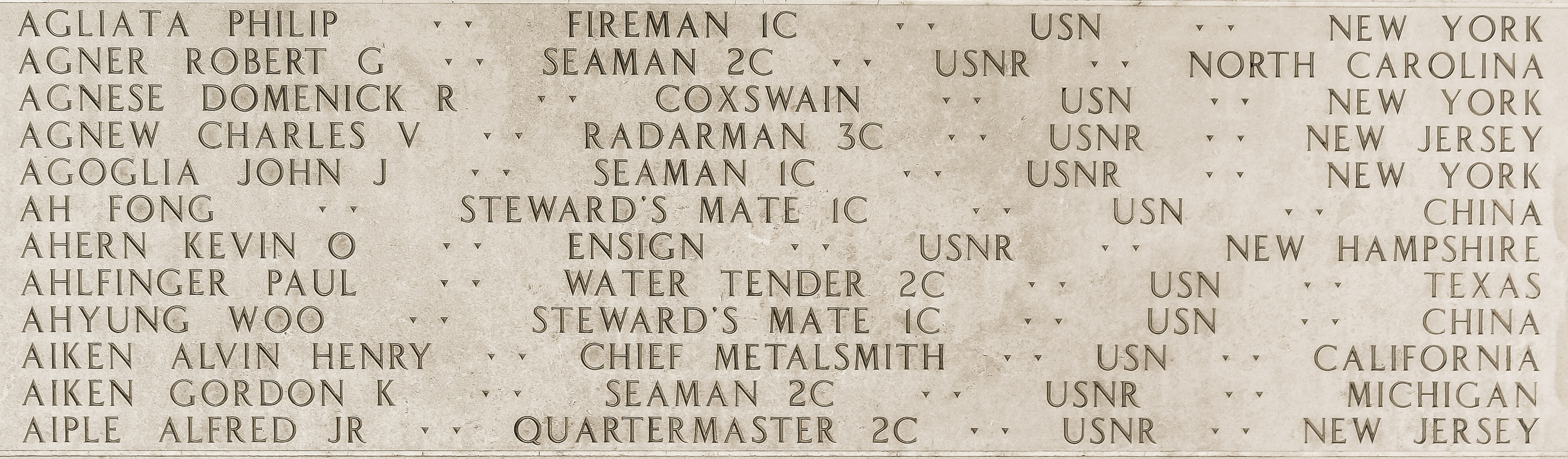 Charles V. Agnew, Radarman Third Class